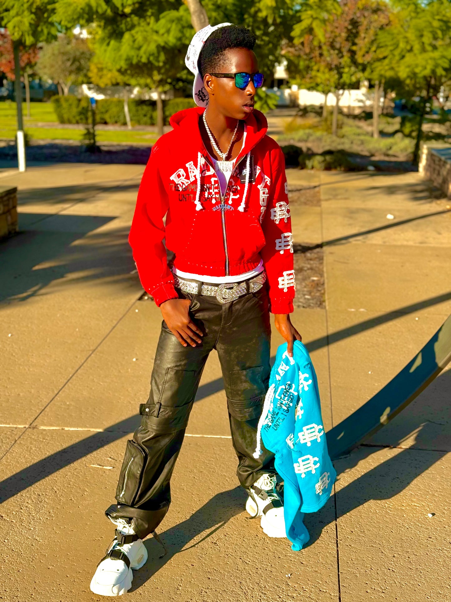 Radiant Game Crop Hoodie Red Heat Set