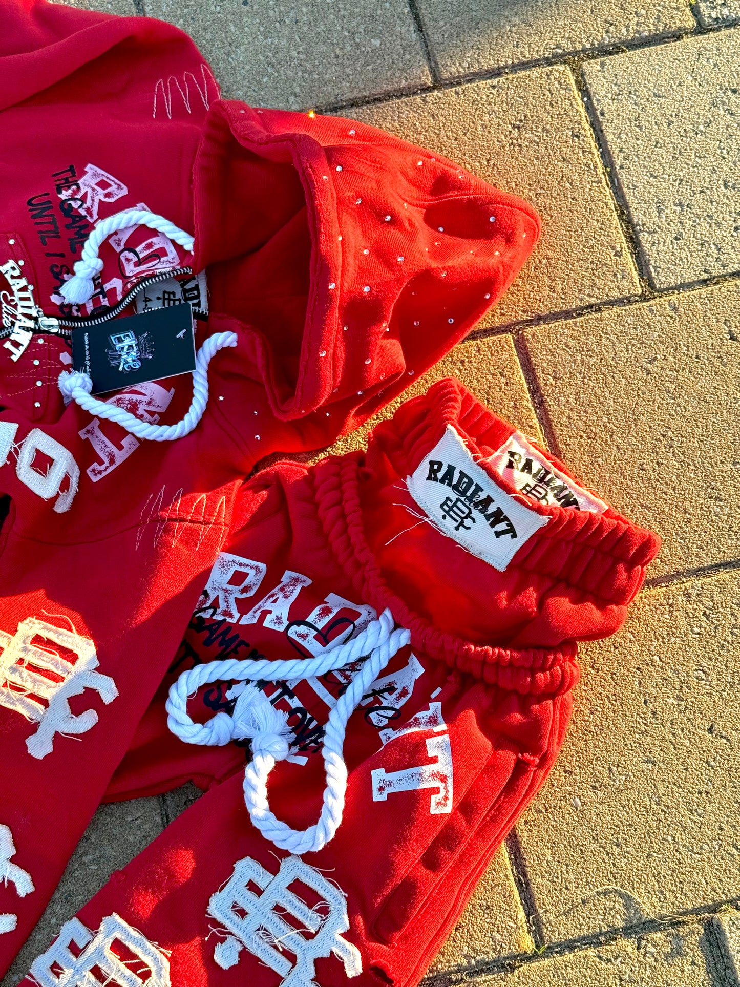 Radiant Game Crop Hoodie Red Heat Set