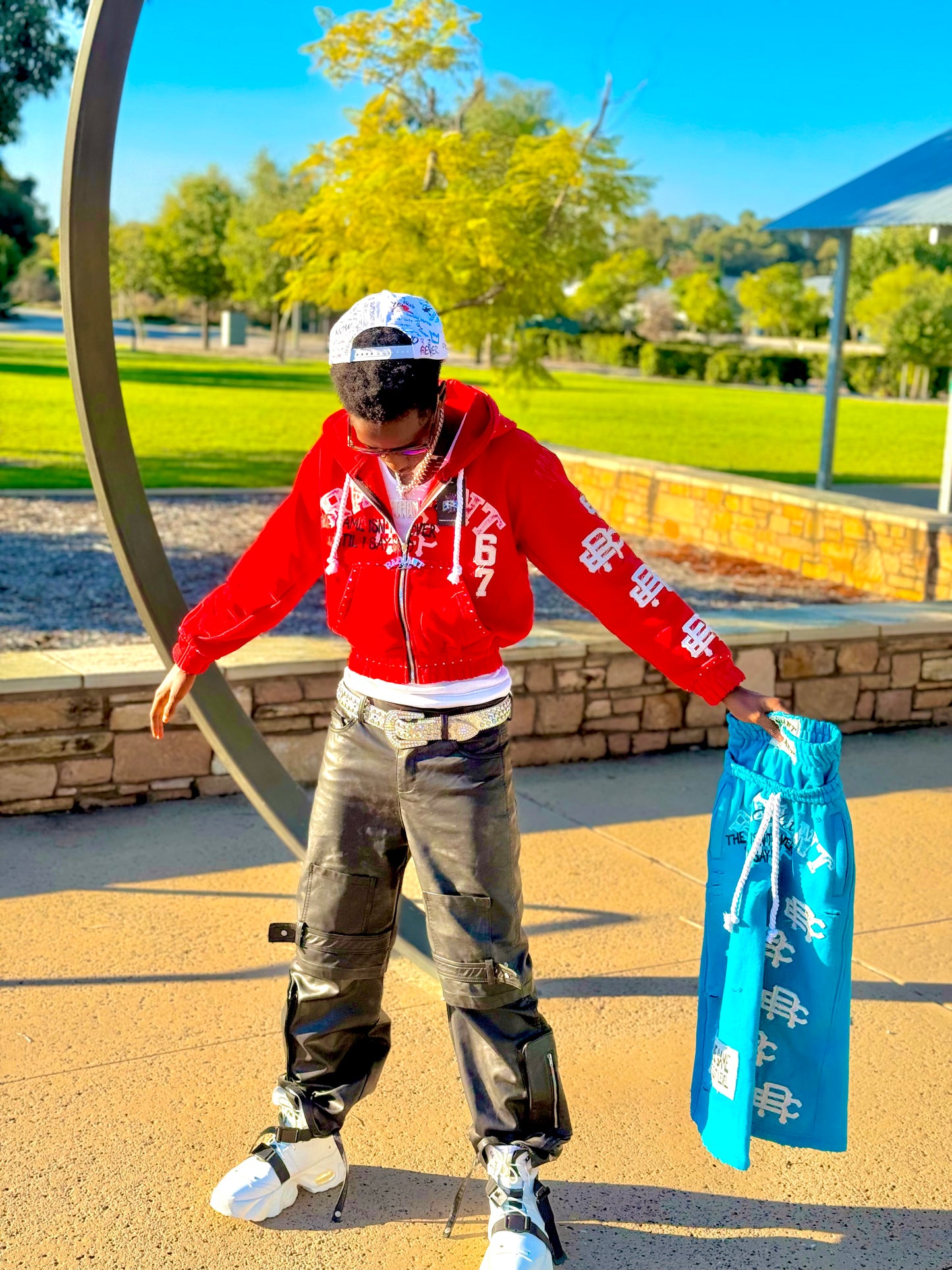 Radiant Game Crop Hoodie Red Heat Set