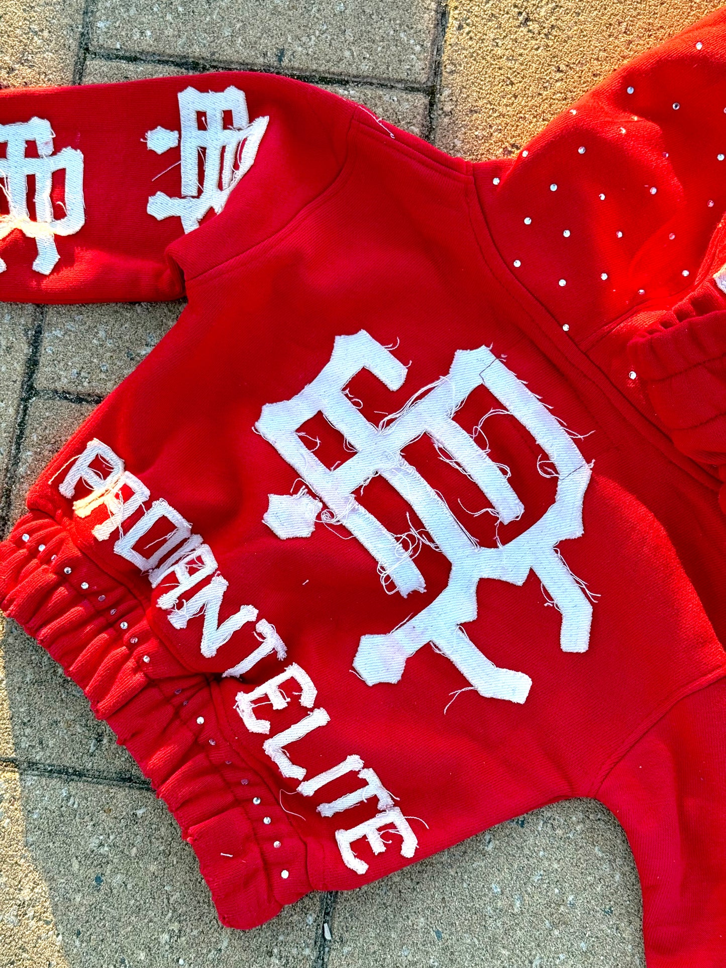 Radiant Game Crop Hoodie Red Heat Set