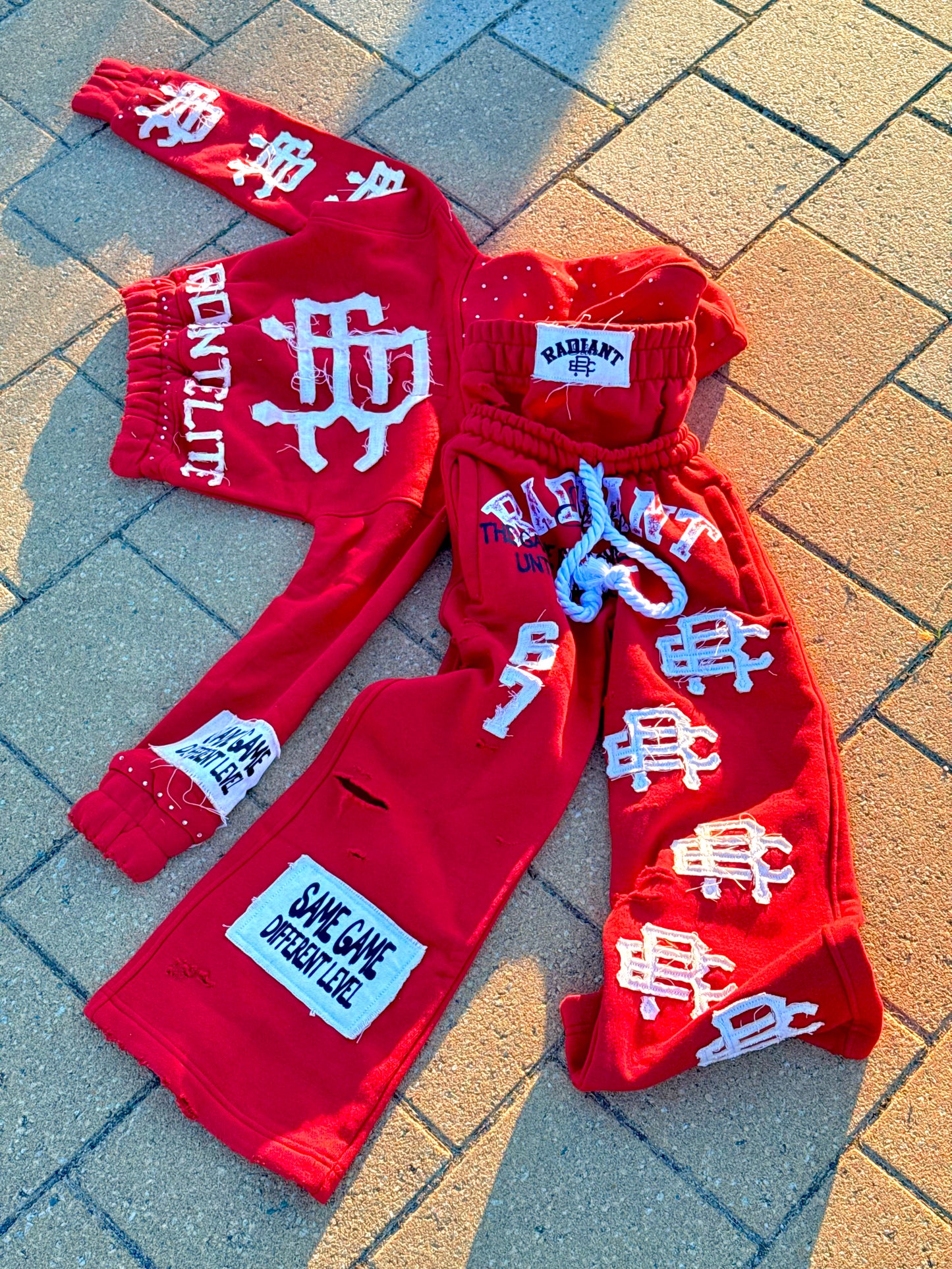 Radiant Game Crop Hoodie Red Heat Set
