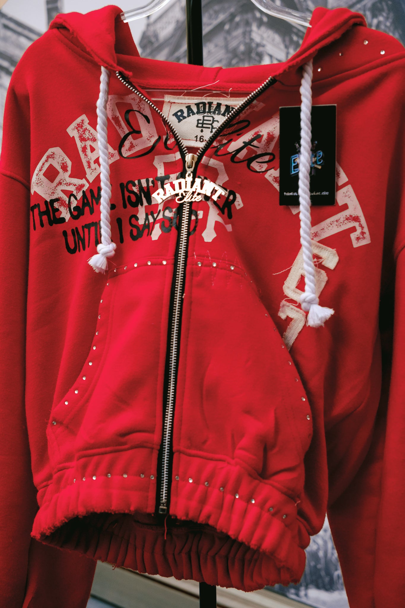 Radiant Game Crop Hoodie Red Heat Set